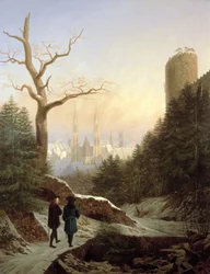 Winterlandschaft mit gotischer Kirche, 1821
